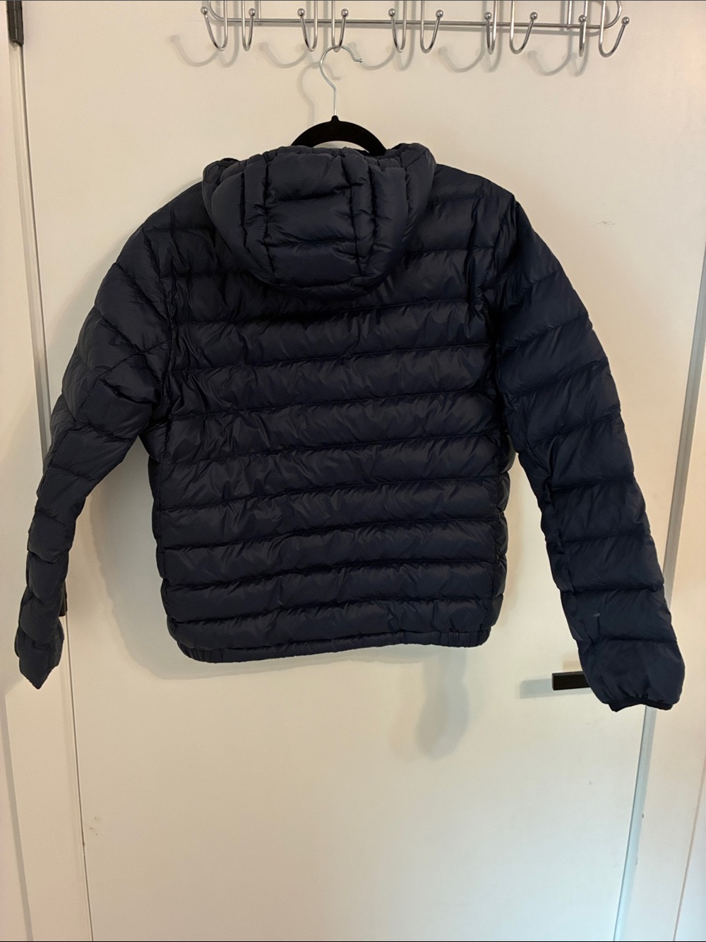 Ralph Lauren Navy Quilted Hooded Puffer with Red Polo Logo - Picture 3 of 3